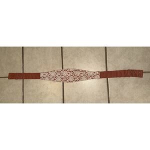 Women’s Boho Orange White Floral Lace Belt Snap Closure One size 37 inches